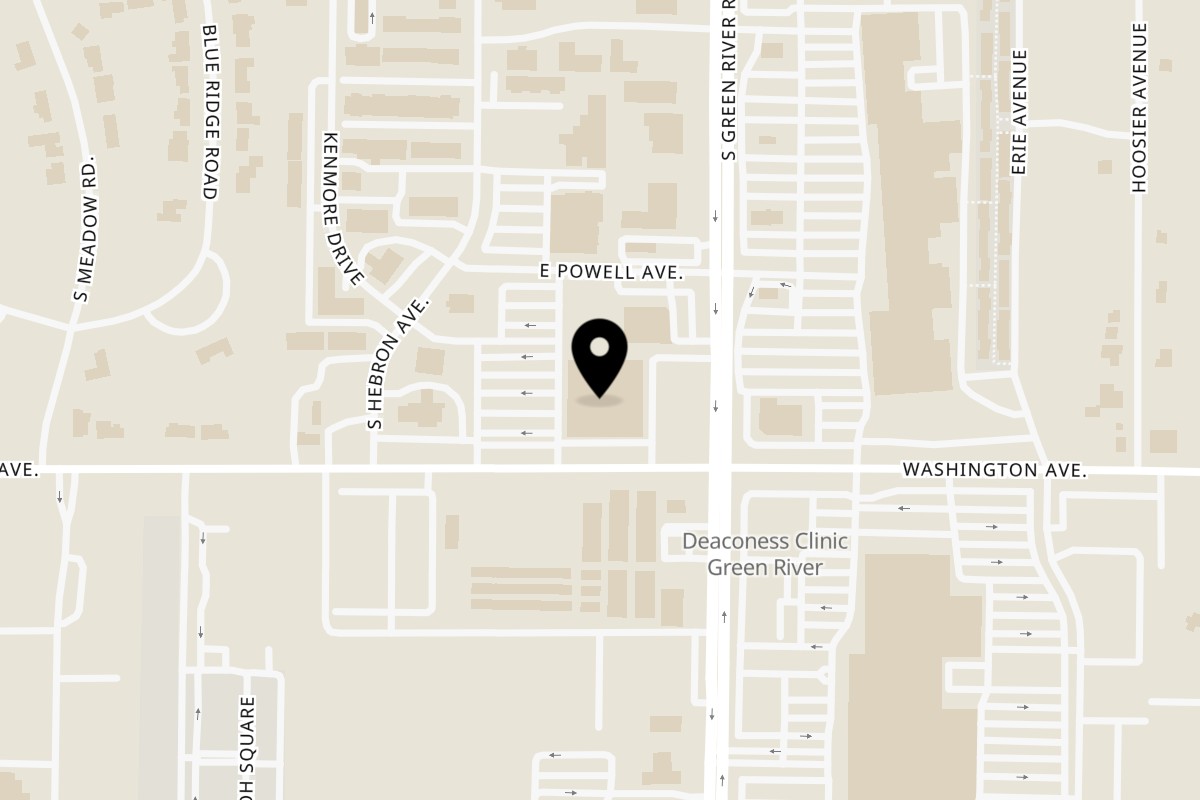 Map showing the location of Roca Bar on 4600 Washington Ave in Evansville